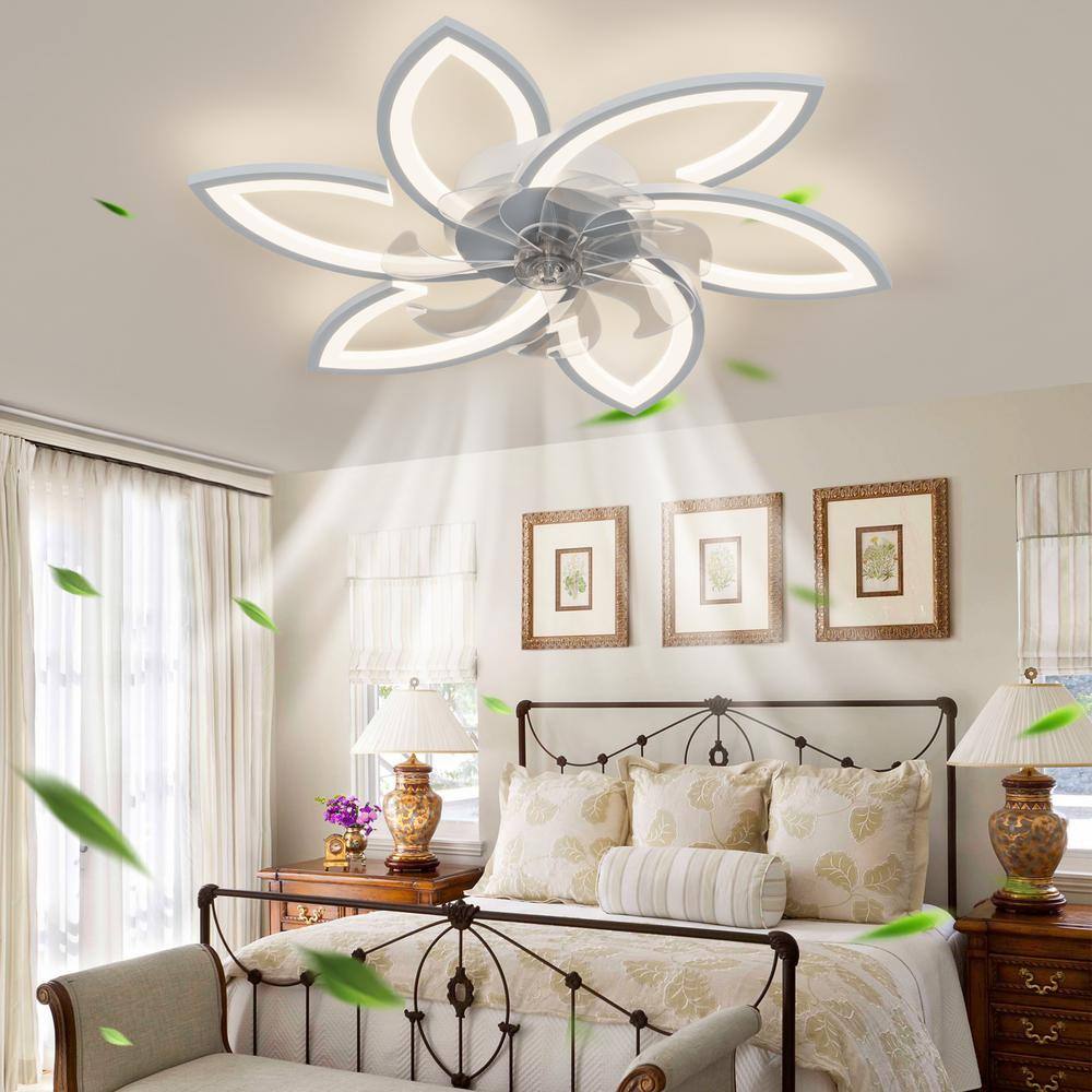 bessten Athena 30.7 In. Modern Indoor White Ceiling Fan with Lights and