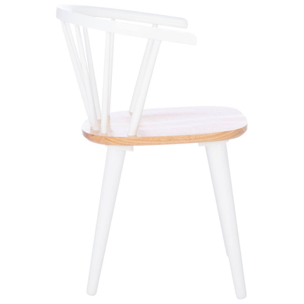 Natural and White Wood Spindle Dining Chair Set