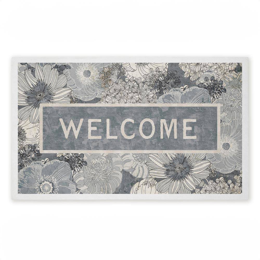 Welcome on Detailed Blooms Blue 18 in. x 30 in. Polyester Non-Slip Outdoor Door Mat price history on PriceWatchPro