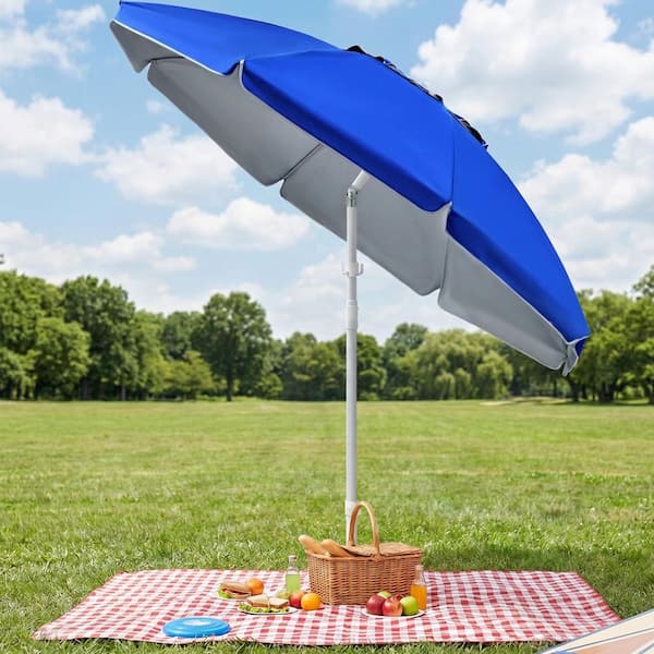 7 foot adjustable patio umbrella lohasco 7 ft. Adjustable Outdoor Sun Umbrella with Tripod Stand – Portable Shade with Carry Bag, Hook & Cup Holders, Royal Blue