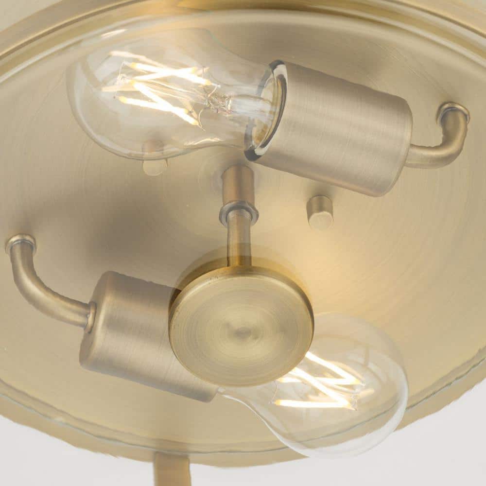 Gilliam Vintage Brass Flush Mount with Clear Curved Glass