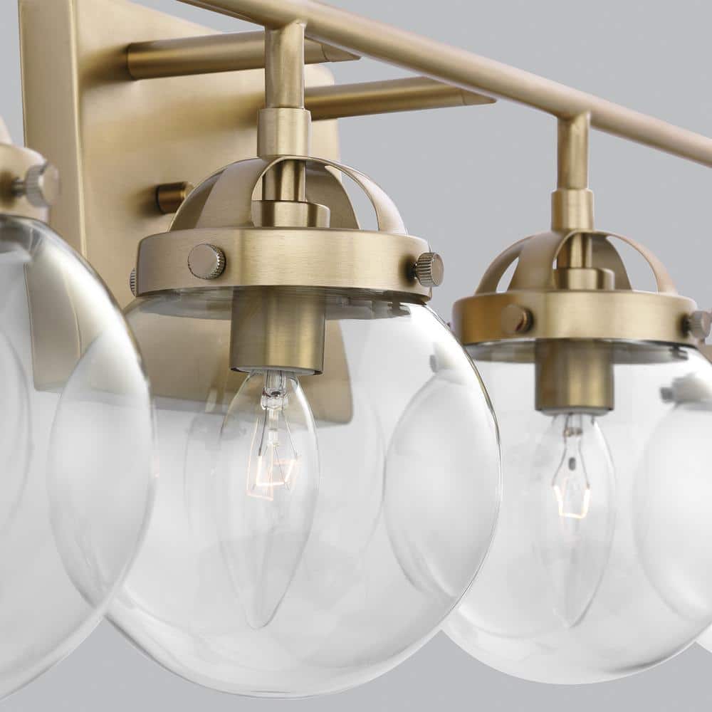 Bryce 30" Brass and Clear Glass Vanity Light