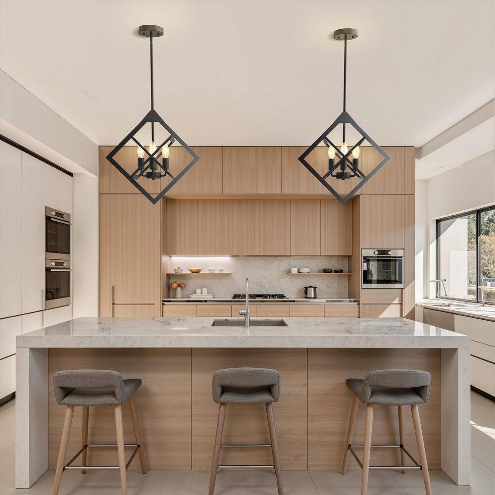 18 in. 4-Light Black Farmhouse Chandelier, Geometric Ceiling Light Fixture for Dining Room, Kitchen or Entryway price history on PriceWatchPro