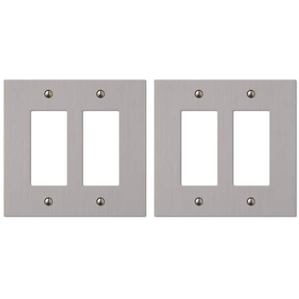 Amerelle Barnard 2 Gang Rocker Metal Wall Plate Brushed Nickel Pack 55rrbn The Home Depot - Nickel Finish Wall Plates