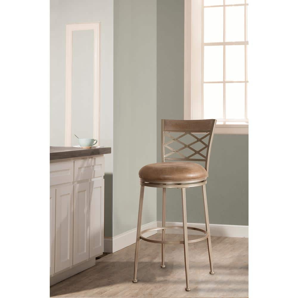Hutchinson Gray Wood and Metal Swivel Counter Stool