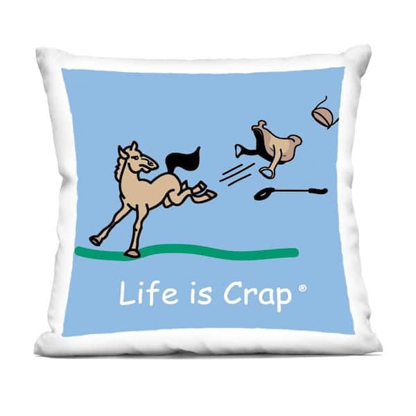 Stupell Industries Horse Kicking Saddle Blue Print Polyester 18 in. x 18 in. Throw Pillow