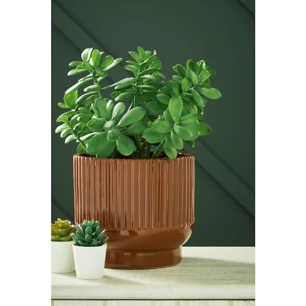 Avalyah 8 in. H Brown Ceramic Cylinder Decorative Vase (Set of 2)