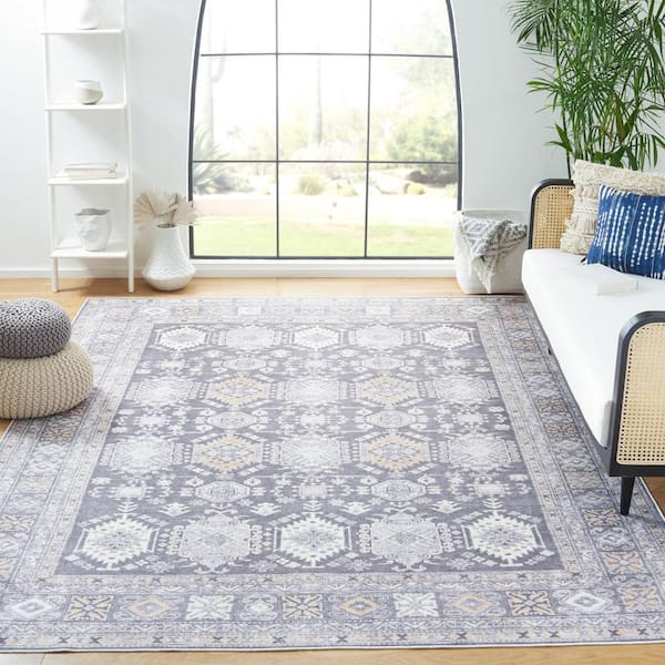 Serapi Gray/Beige 8 ft. x 10 ft. Machine Washable Floral Medallion Area Rug