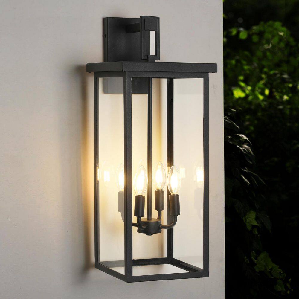 26in. 1 piece Modern Outdoor Black Metal Weatherproof Wall Sconce with 4 E12 Bulb Socket, Bulbs not Included price history on PriceWatchPro