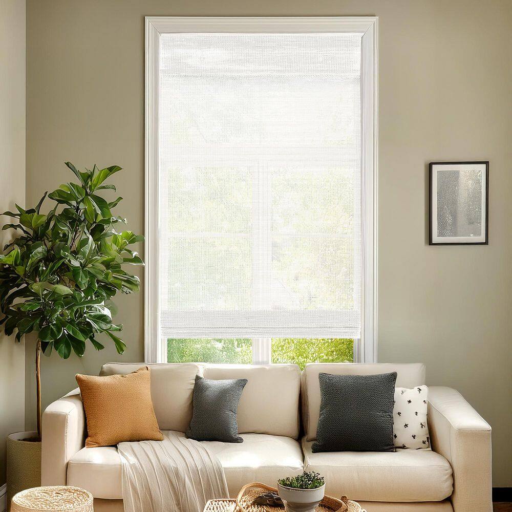 Light-Filtering Cordless Bottom-Up Mesh White Bamboo Window Shade 21.5 in. W x 48 in. L price history on PriceWatchPro
