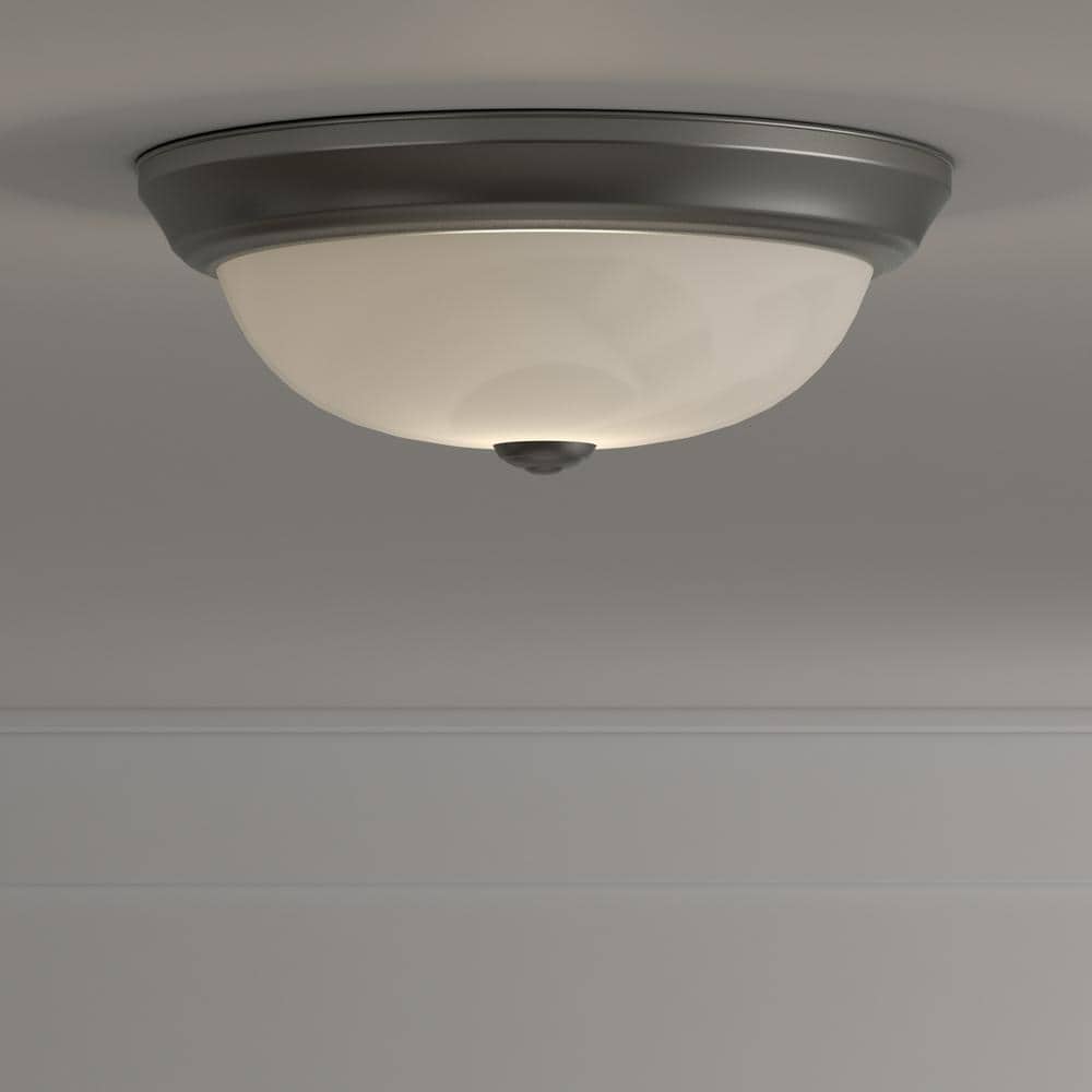 11" Satin Platinum Glass Flush Mount Ceiling Light