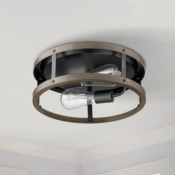 black flush mount hallway light