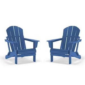 Classic Blue Folding Plastic Adirondack Chair (2-Pack)