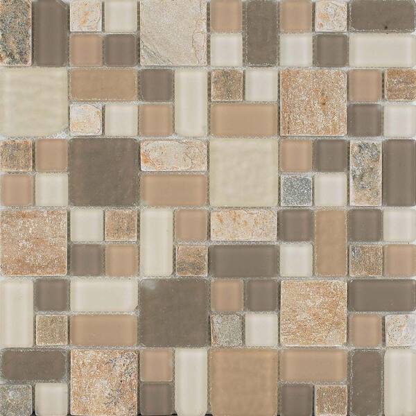 Epoch Architectural Surfaces No Ka 'Oi Lahaina-La420 Stone And Glass Blend 12 in. x 12 in. Mesh Mounted Floor & Wall Tile (5 sq. ft. / case)