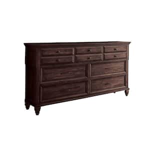 68.75 in. Brown 10-Drawer Wooden Dresser Without Mirror