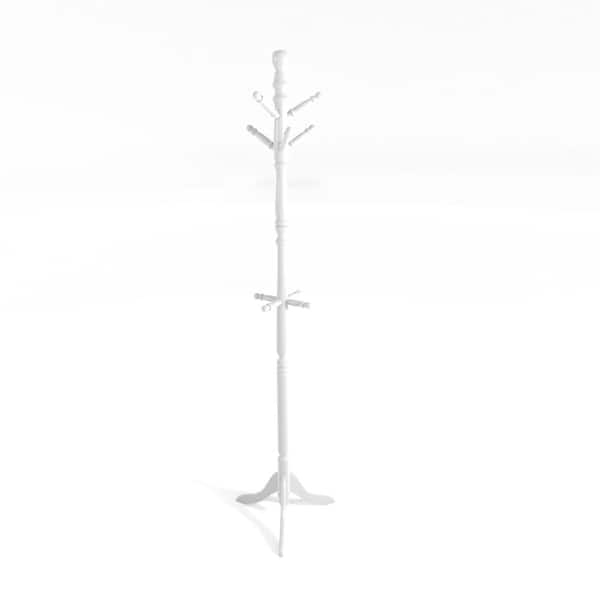 white standing coat rack