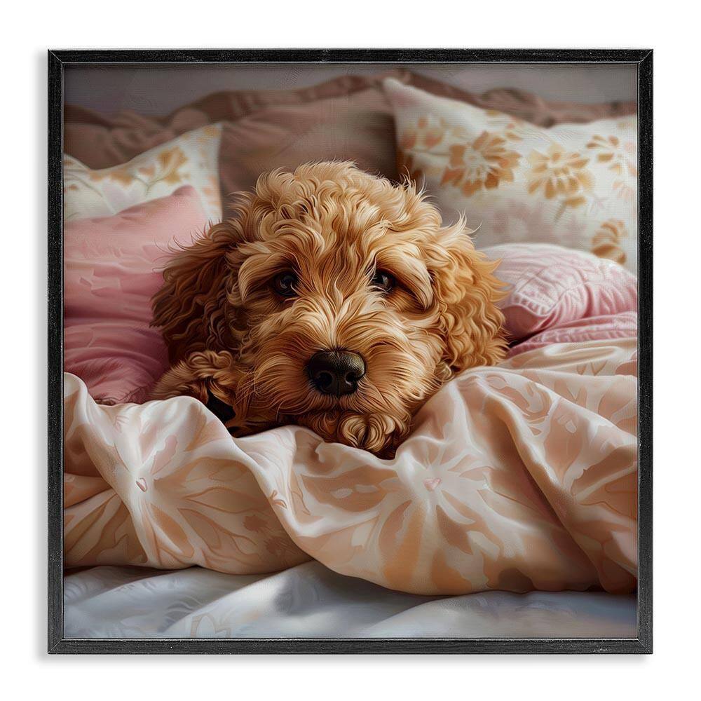 Nap Time Cuddling Pup by Jim Baldwin Black Framed Animal Giclee Art Print 17 in. x 17 in. price history on PriceWatchPro