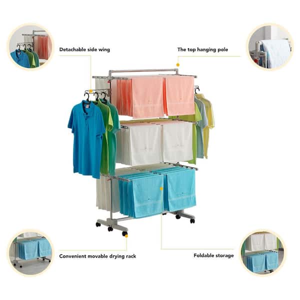 Drying Clothes Hanger 9 Holes Strong Load-bearing Two Hook Design Portable  Rotating Heavy-duty Laundry Rack For Home 옷걸이를 말리다
