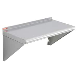 Stainless Steel Shelf 12 in. x 24 in. Wall Mounted Floating Shelving with Brackets 230 lbs Load Commercial Shelve,Silver