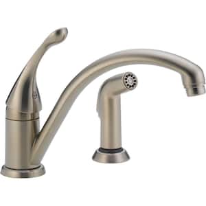 Collins Single-Handle Standard Kitchen Faucet with Side Sprayer in Stainless Steel