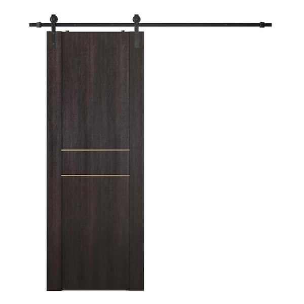 Belldinni Vona 01 2HN Gold 28 in. x 80 in. Veralinga Oak Finished Composite Core Wood Sliding Barn Door with Hardware Kit