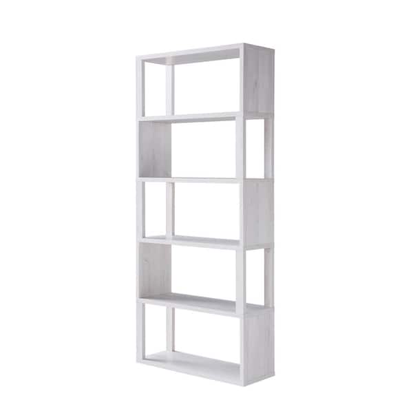 Furniture of America Franklin 70.75 in. H White Oak MDF 5-Shelf Accent Bookcase