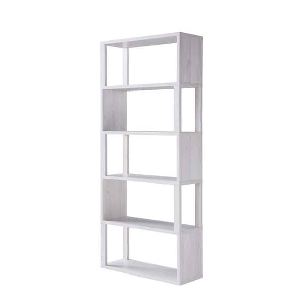 Franklin 70.75 in. H White Oak MDF 5-Shelf Accent Bookcase