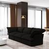 J&E Home 122 in. Flared Arm 3-Piece linen Modular Sectional Sofa in. Black JE-120BKC-S3