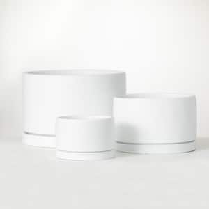 10.5 in., 8 in. and 5.25 in. White Ultra-Modern Ceramic Planter (Set of 3)