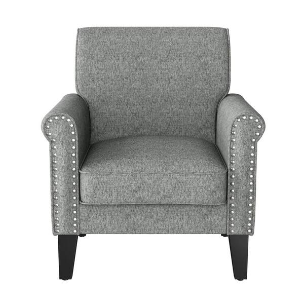 Handy Living Tapley Textured Gray Chenille Arm Chair with Nailhead