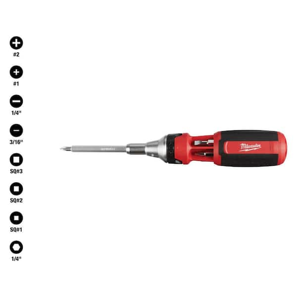 Milwaukee 9-in-1 Square Drive Ratcheting Multi-Bit Screwdriver