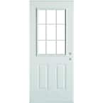 36 in. x 80 in. Colonial 9 Lite 2-Panel Painted White Left-Hand Steel Prehung Front Door with Internal Grille