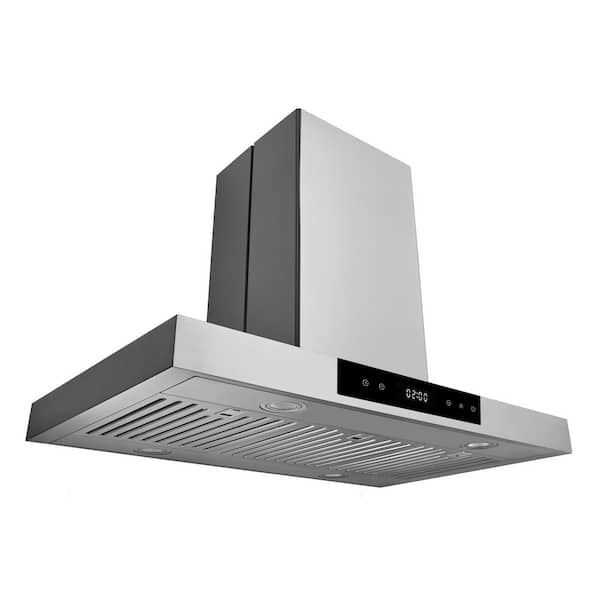 30 in. Island Range Hood with Dual Controls, LED, Baffle Filter in Stainless Steel