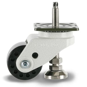 GDH 3 in. Nylon Swivel Iconic Ivory Plate Mounted Extended Leveling Caster with 1543 lb. Load Rating