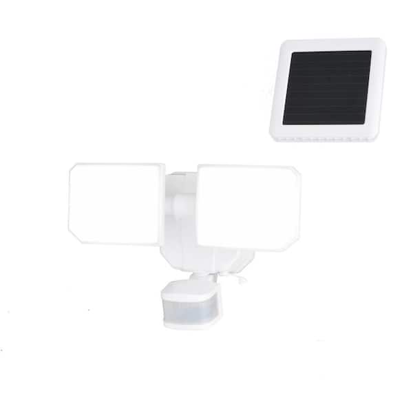 dualux Solar Outdoor Security1800 Lumens 240-Degree White Motion Sensing Dusk to Dawn Integrated LED Flood Light