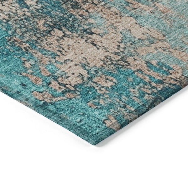 Chantille Machine Washable Indoor/Outdoor Abstract ACN1789 Teal 8 ft. x 10 ft. Area Rug