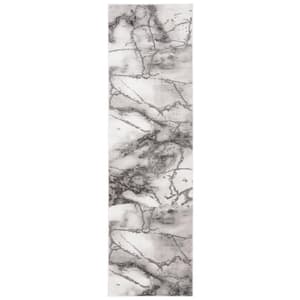 Craft Gray/Silver 2 ft. x 14 ft. Distressed Abstract Runner Rug