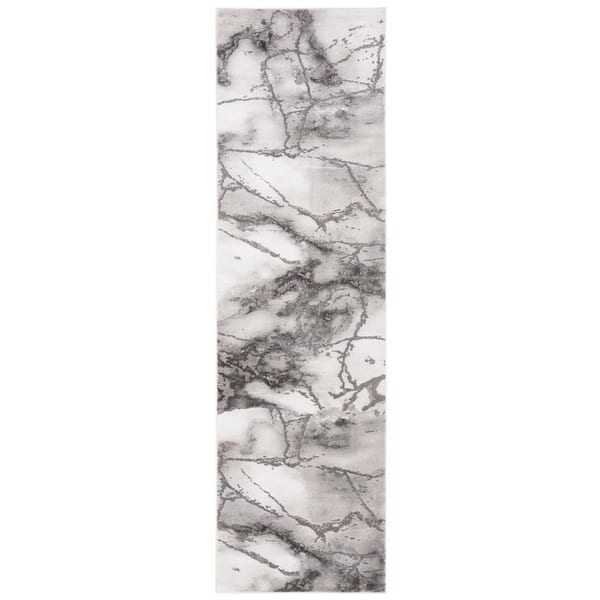 Craft Gray/Silver 2 ft. x 6 ft. Distressed Abstract Runner Rug