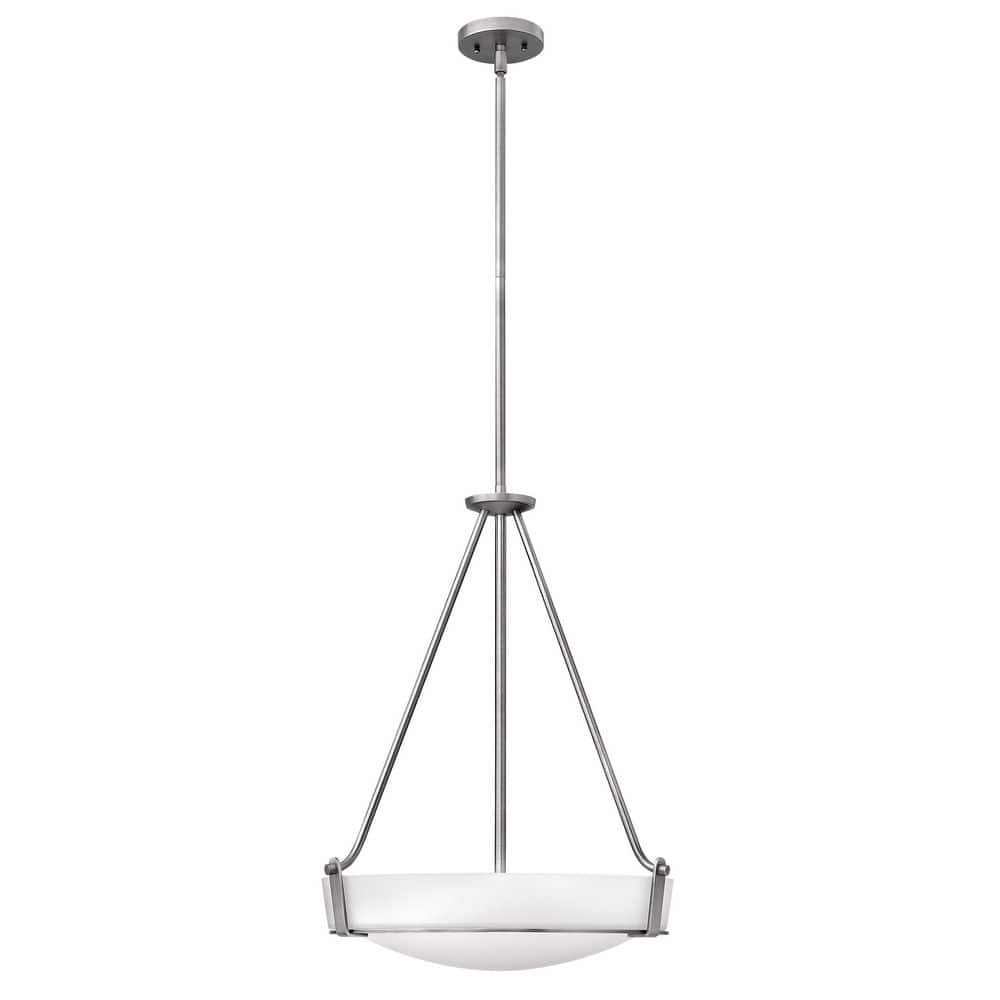Antique Nickel 4-Light Etched Glass Transitional Pendant