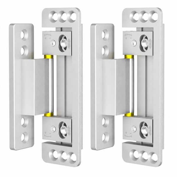 2 Pack Silver Hidden Door Hinges Ultra, Thin Hidden Hinge for Secret Door Invisible Hinges Silent Hidden Door Hinge