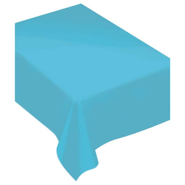 Amscan 80 in. x 60 in. Caribbean Blue Fabric Everyday Table Cover (2-Pack)