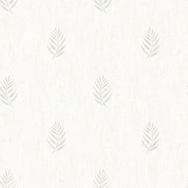 Chesapeake 8 in. x 10 in. Vista Grey Leaf Wallpaper Sample