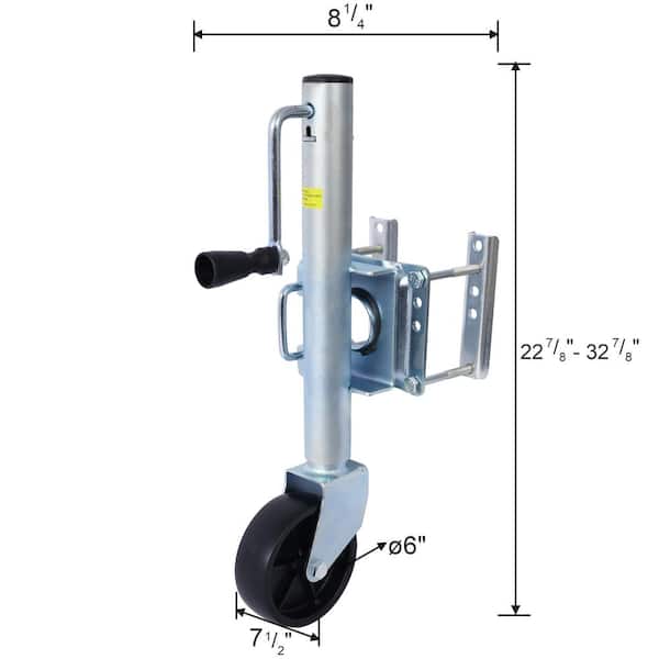 1000 lb. Weight Capacity Trailer Jack with PP Wheels and Handle