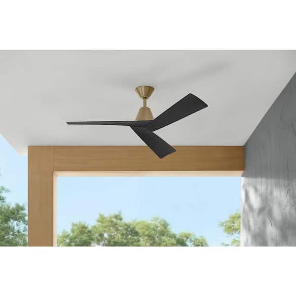 Home Decorators Collection Easton 52 in. Indoor/Outdoor Brushed Gold with Matte Black Blades Ceiling Fan with Remote Included