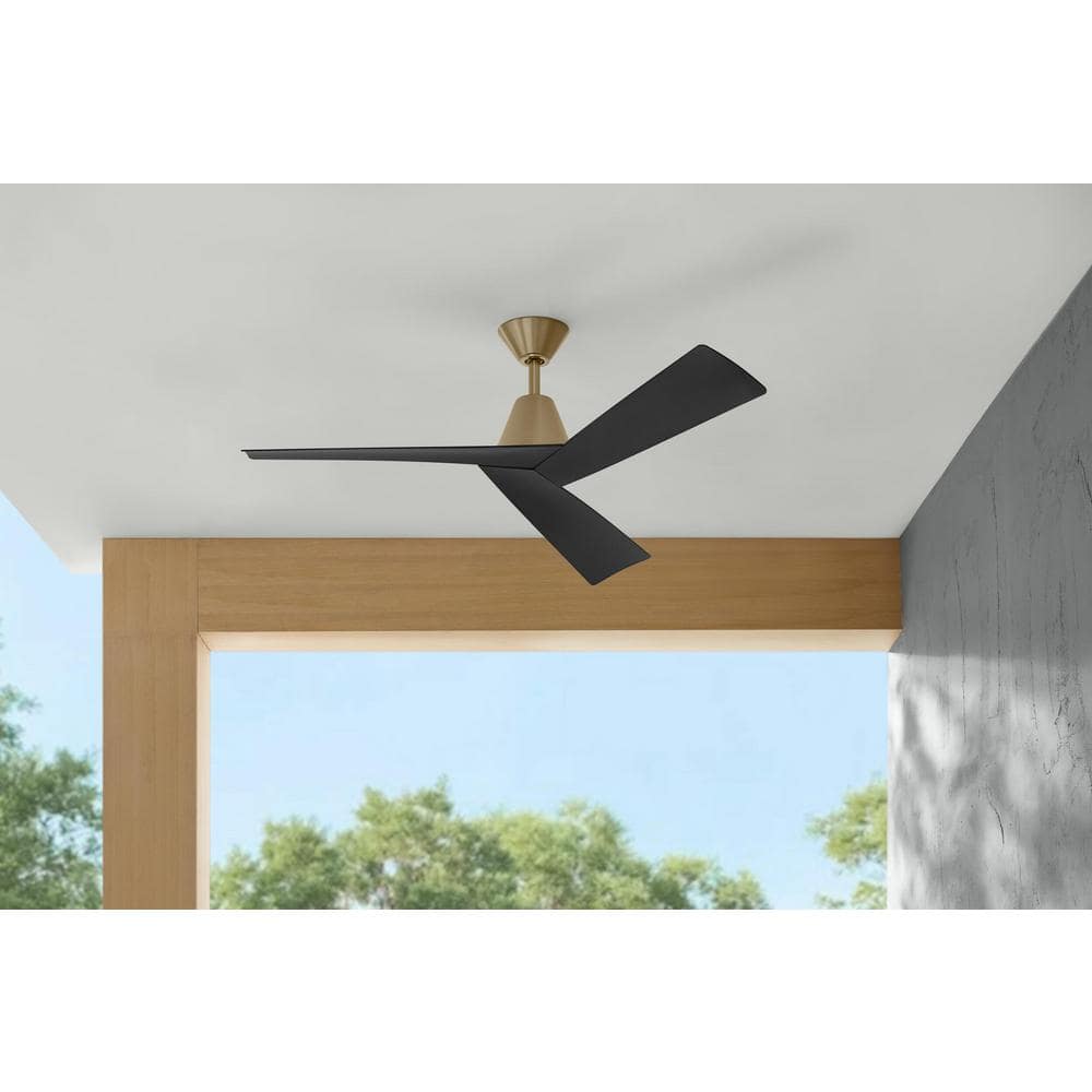 Easton 52" Gold and Matte Black Steel Ceiling Fan with Remote Control