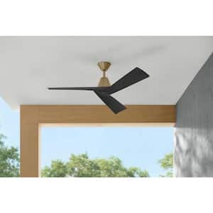 Easton 52 in. Indoor/Outdoor Brushed Gold with Matte Black Blades Ceiling Fan with Remote Included