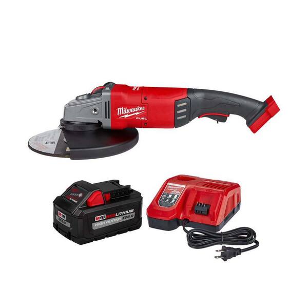 Milwaukee M18 FUEL 18 Volt Lithium Ion Brushless Cordless 7 in. 9 in. Angle Grinder with 8.0 Ah Starter Kit 2785 20 48 59 1880 The Home Depot