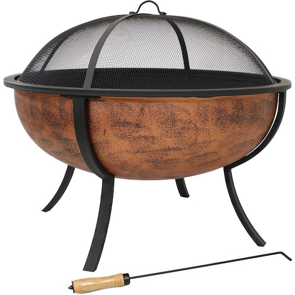 Copper Raised Outdoor Fire Pit Bowl, Copper Fire Pit Tray