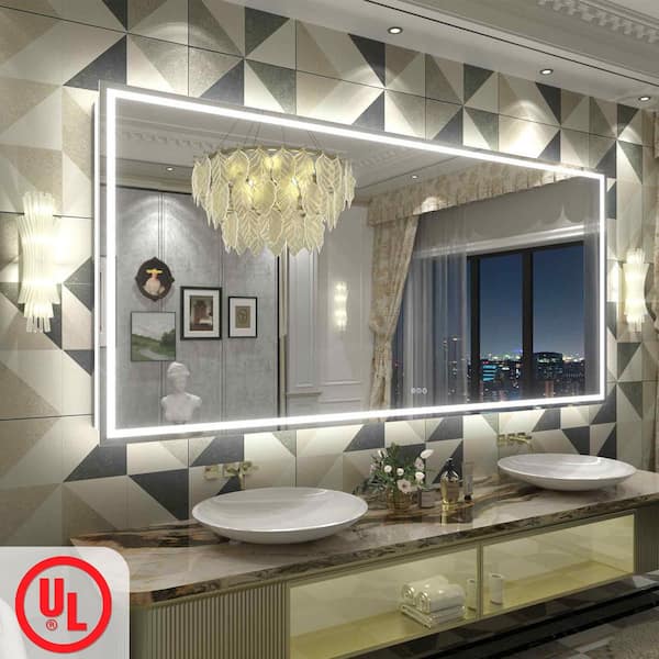 Apmir 84 in. W x 40 in. H Rectangular Frameless Front & Back LED