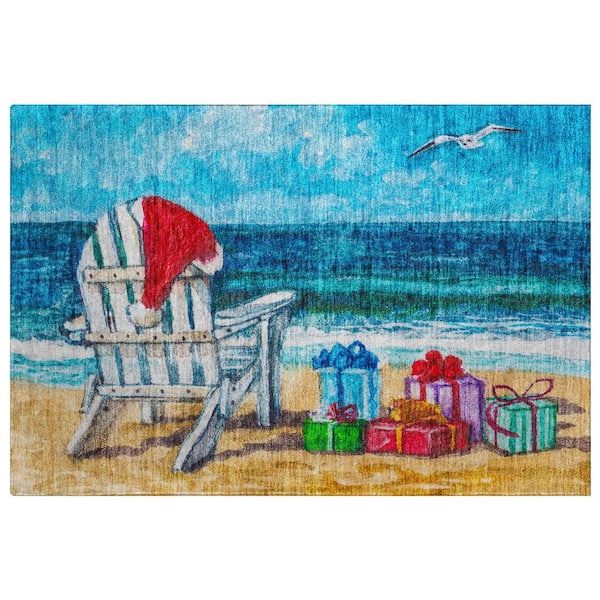 Dream Shag Premium Machine Washable Abstract ADS220 Blue 2 ft. x 3 ft. Accent Rug
